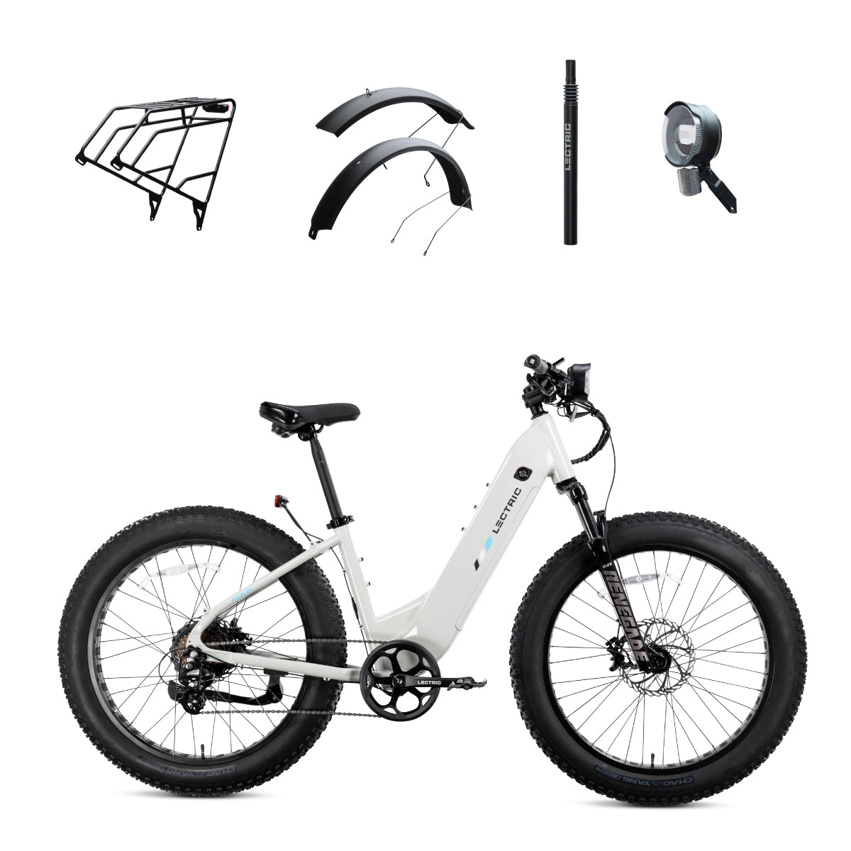 XPeak2 Step-Thru Long-Range + FREE Rear Rack, Fenders, Elite Headlight, Suspension Seat Post ($316 Value)