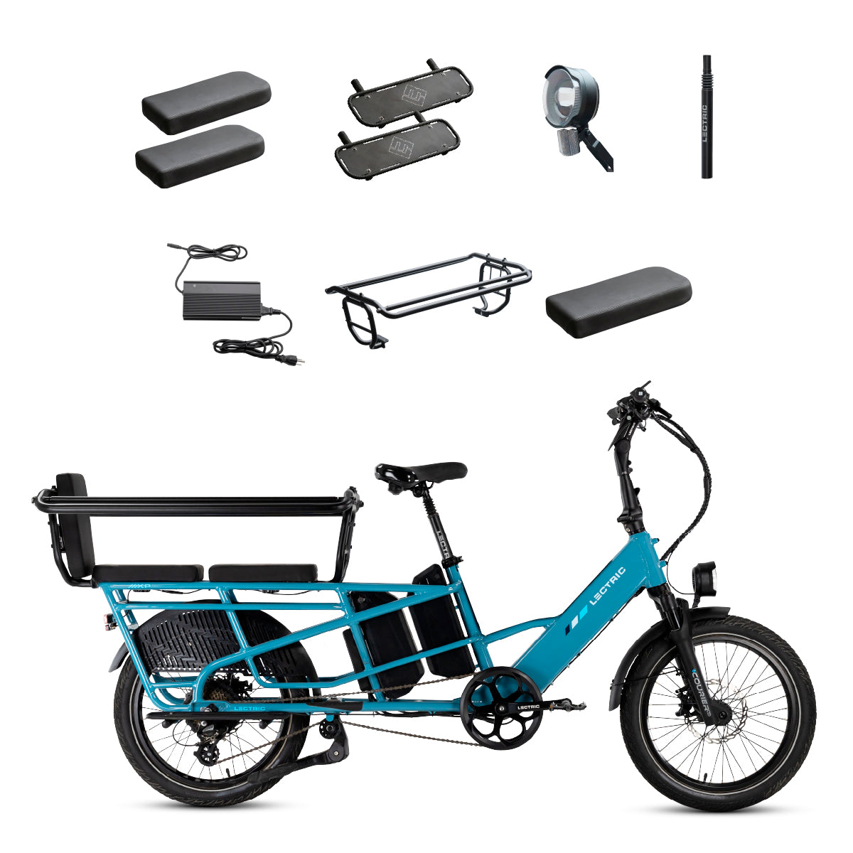 XPedition2 Raindrop Blue Long-Range Dual-Battery + FREE Running Boards, Cushions, Elite Headlight, Suspension Seat Post, Fast Charger, & Orbitor ($654 Value)